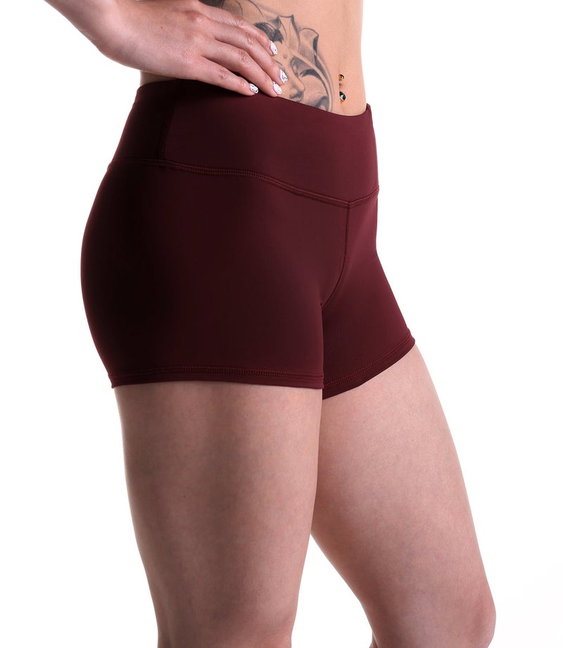 Tough Mode Women's 3" Athletic Workout Volleyball Running WOD Compression Shorts Burgundy - Image 4